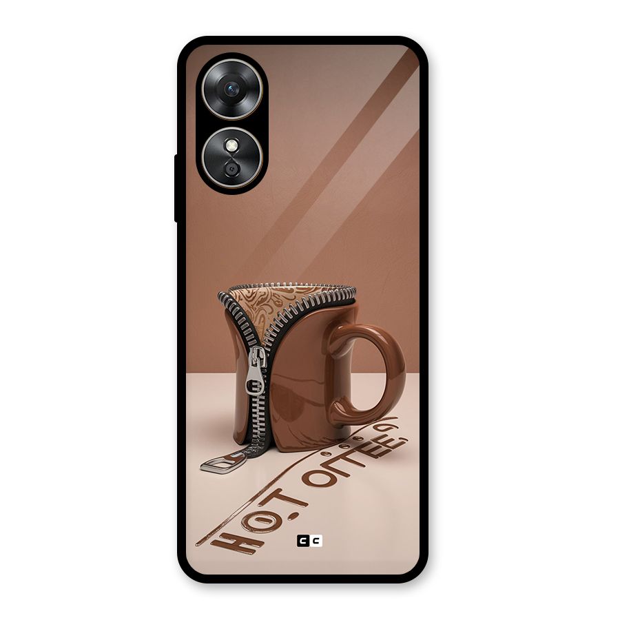 Hot Coffee Glass Back Case for Oppo A17