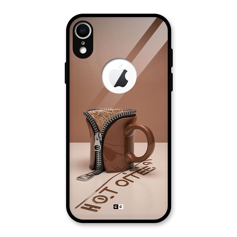 Hot Coffee Glass Back Case for iPhone XR Logo Cut