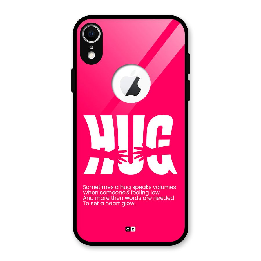 Hug Speaks Glass Back Case for iPhone XR Logo Cut