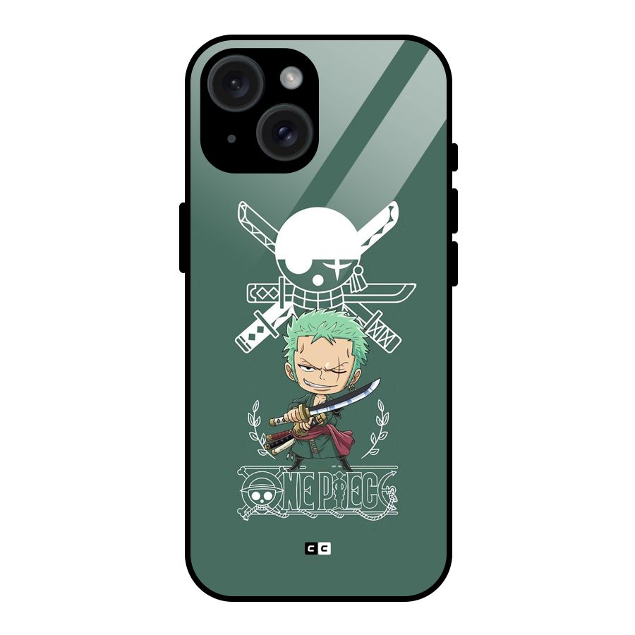 Hunter Zoro Sword Glass Back Case for iPhone 15