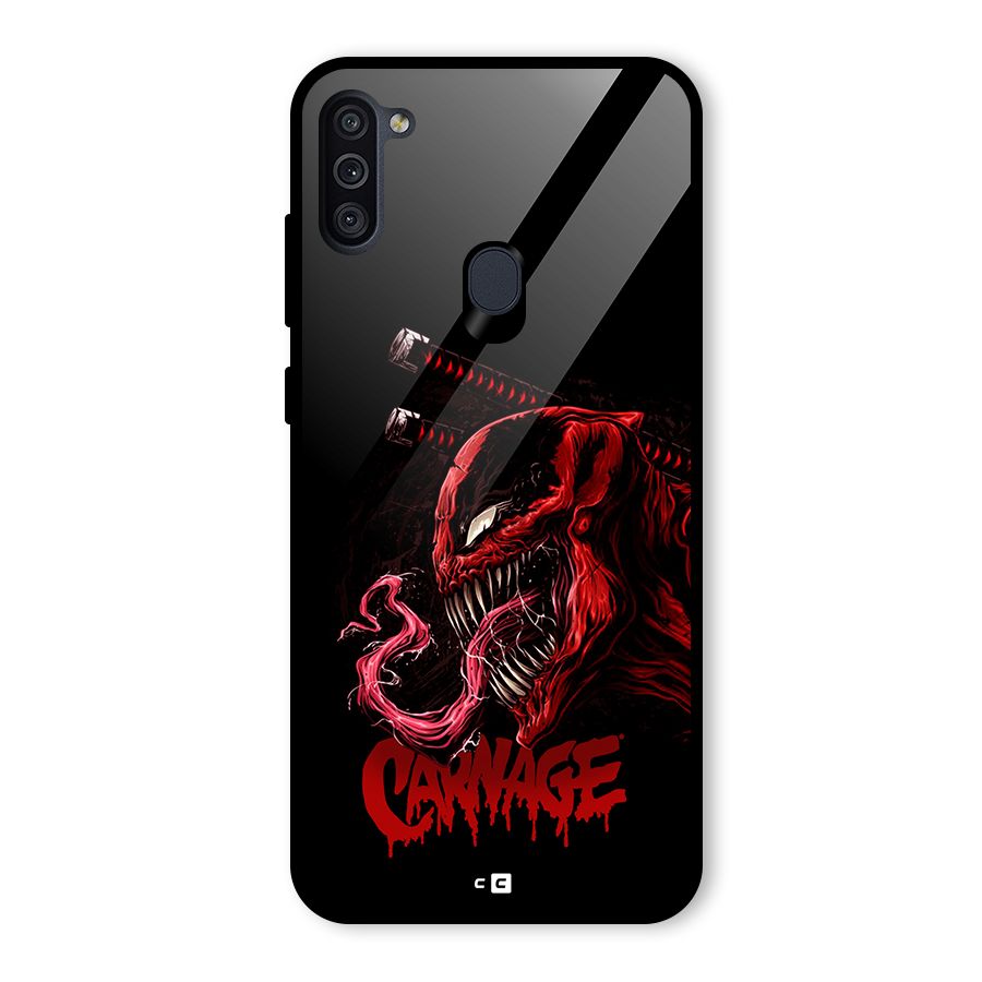 Hybrid Carnage Glass Back Case for Galaxy M11
