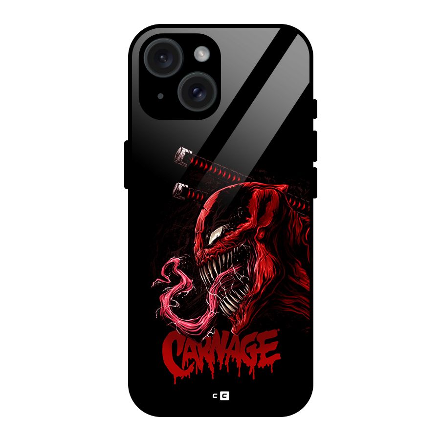 Hybrid Carnage Glass Back Case for iPhone 15