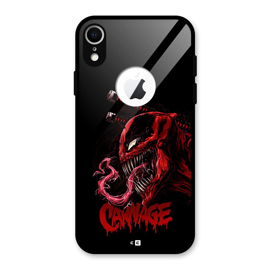 Hybrid Carnage Glass Back Case for iPhone XR Logo Cut