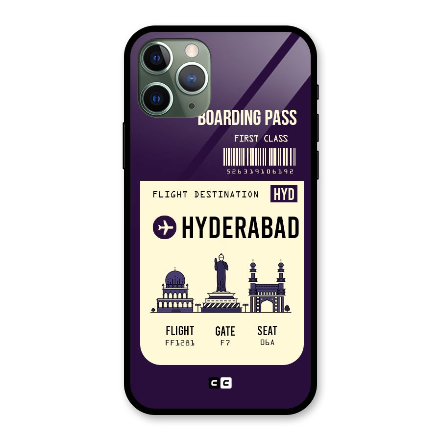 Hyderabad Boarding Pass Glass Back Case for iPhone 11 Pro