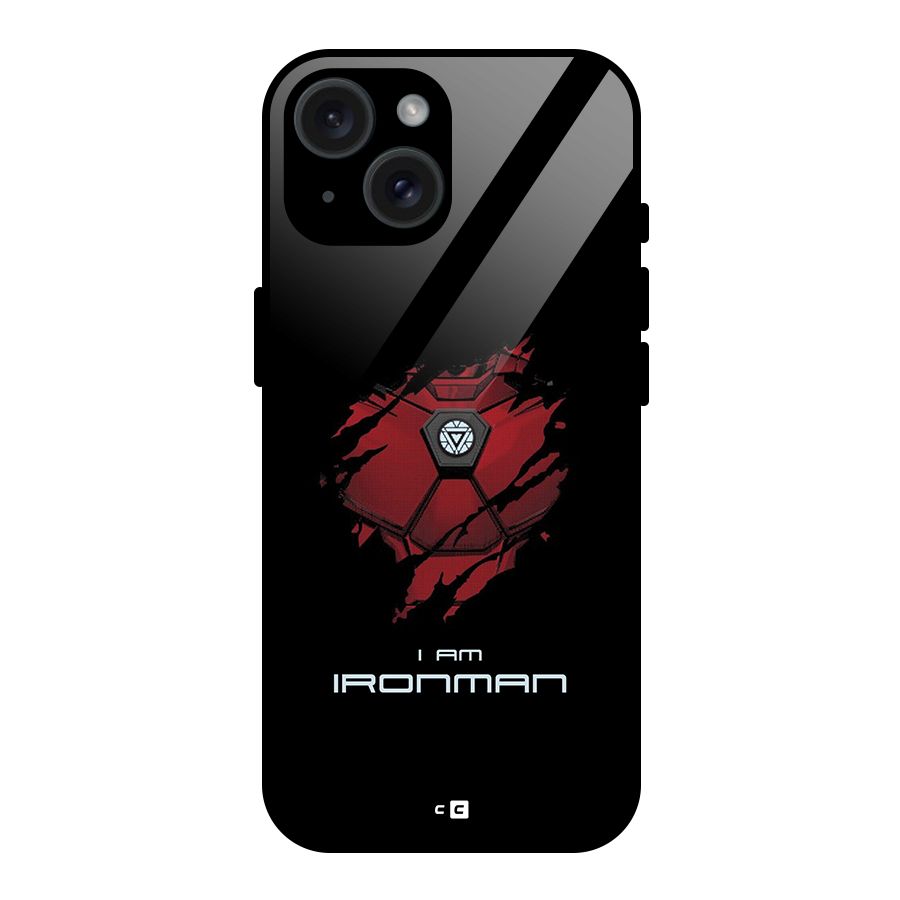 I Am Ironman Glass Back Case for iPhone 15