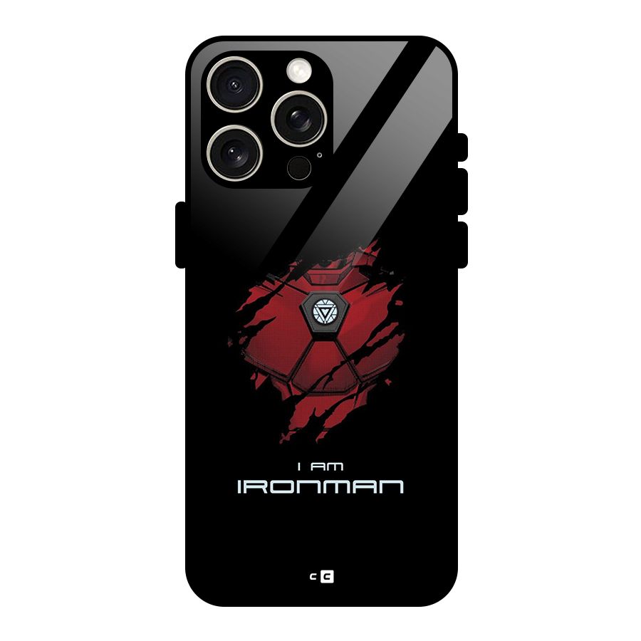 I Am Ironman Glass Back Case for iPhone 15 Pro Max