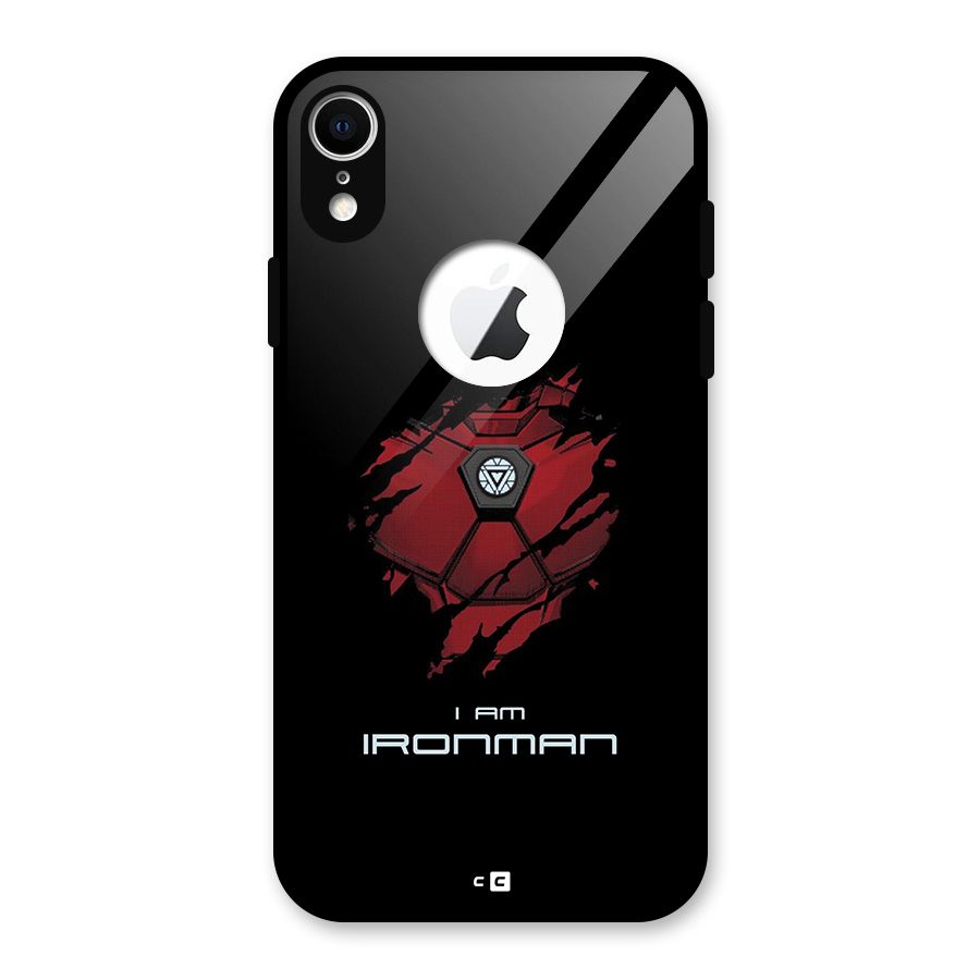 I Am Ironman Glass Back Case for iPhone XR Logo Cut