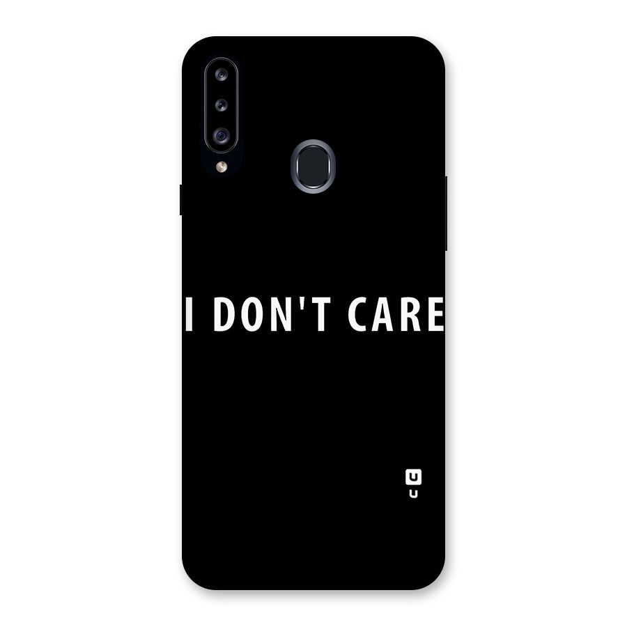 I Dont Care Typography Back Case for Samsung Galaxy A20s