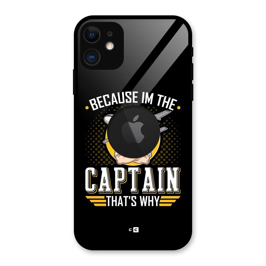 I M Captain Glass Back Case for iPhone 11 Logo Cut