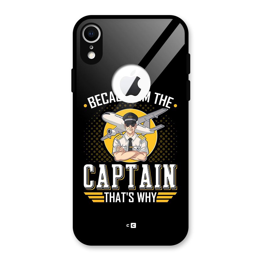 I M Captain Glass Back Case for iPhone XR Logo Cut