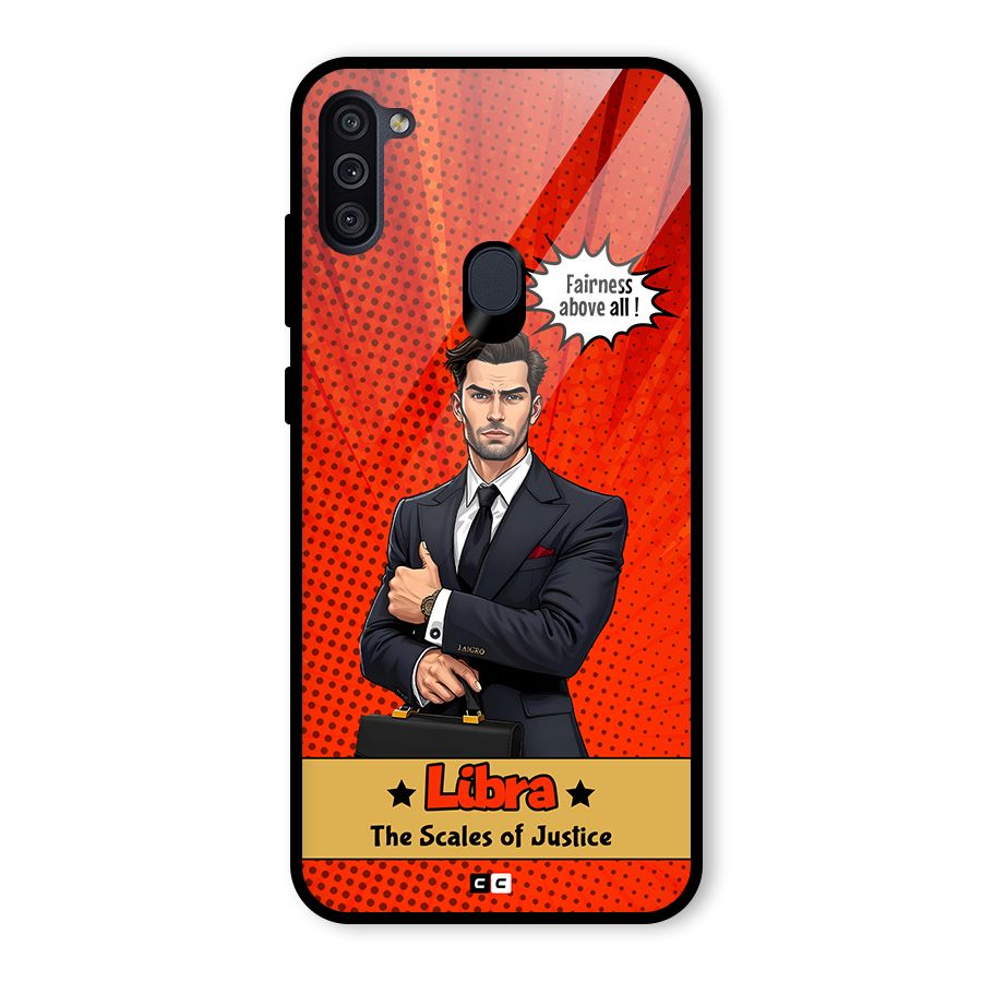 Impartial Libra Glass Back Case for Galaxy M11
