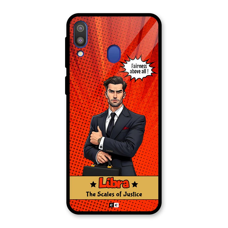 Impartial Libra Glass Back Case for Galaxy M20