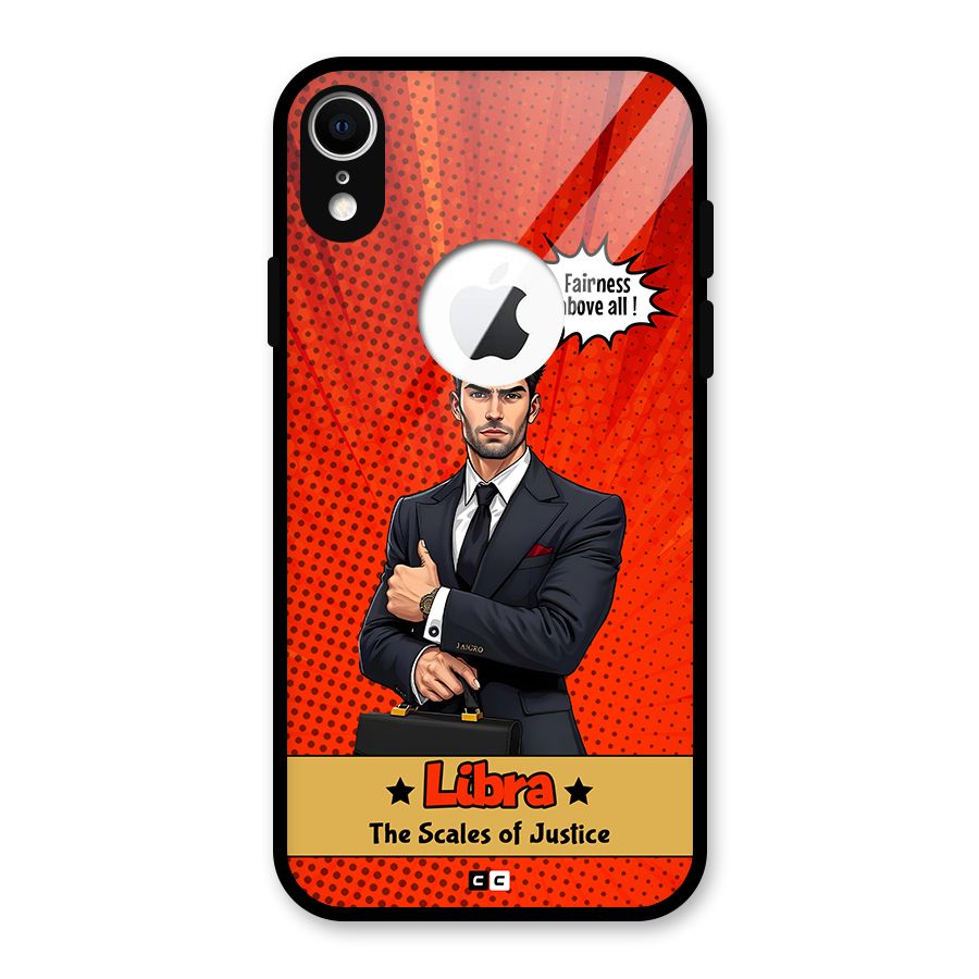 Impartial Libra Glass Back Case for iPhone XR Logo Cut