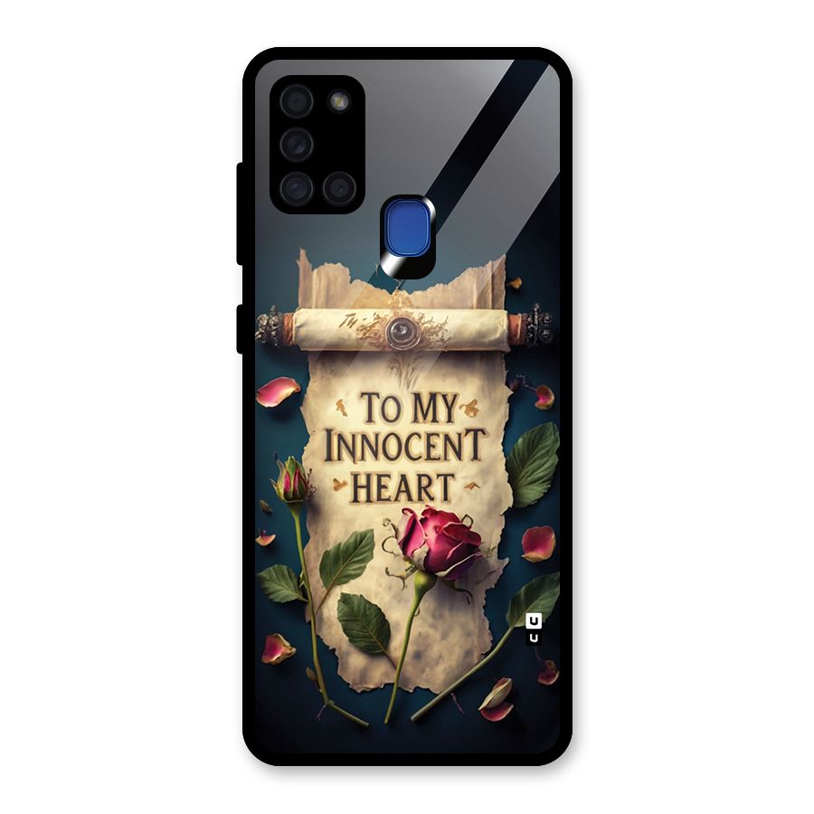 Innocence Of Heart Glass Back Case for Galaxy A21s