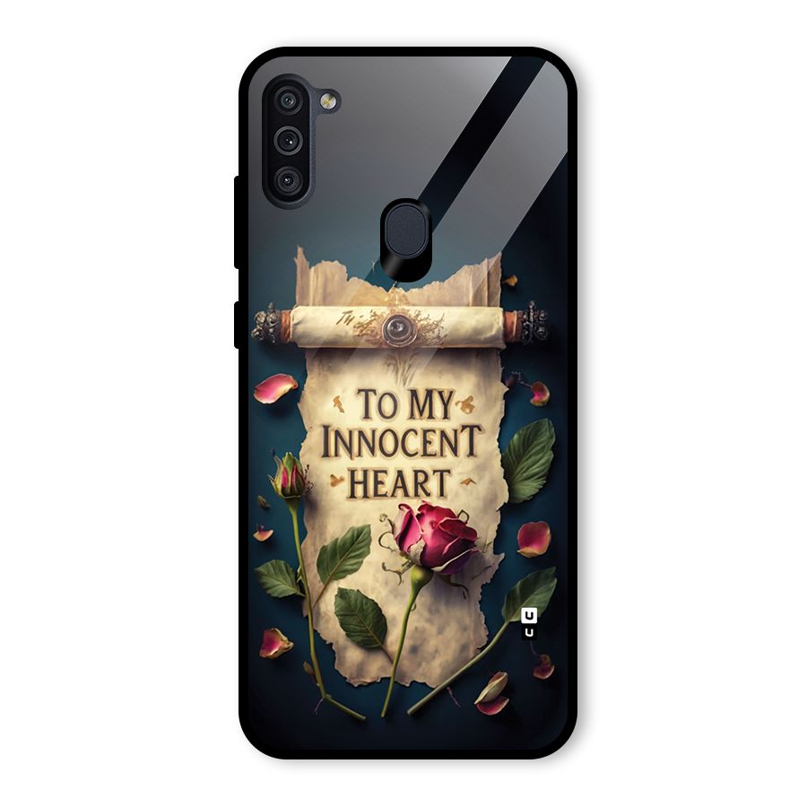 Innocence Of Heart Glass Back Case for Galaxy M11