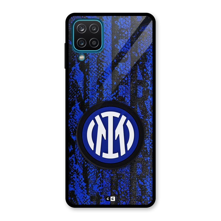 Inter Milan Texture Glass Back Case for Galaxy A12