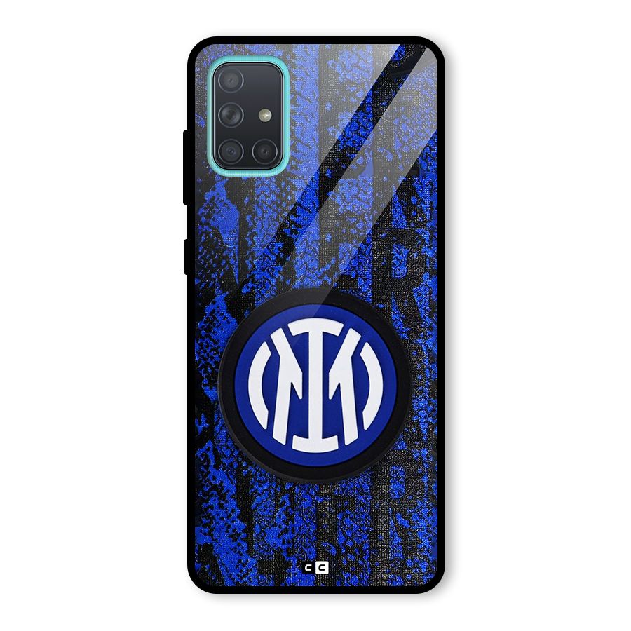 Inter Milan Texture Glass Back Case for Galaxy A71