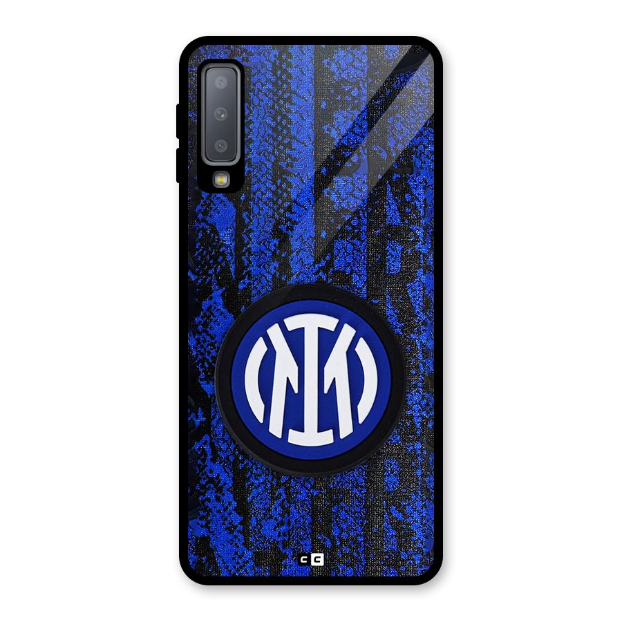 Inter Milan Texture Glass Back Case for Galaxy A7 (2018)