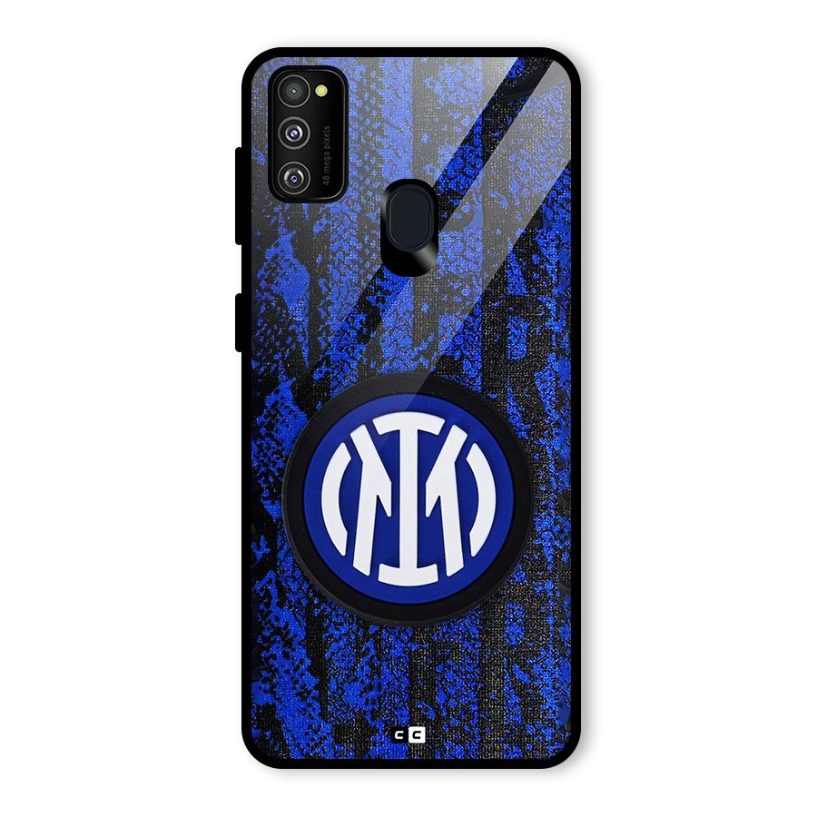 Inter Milan Texture Glass Back Case for Galaxy M21