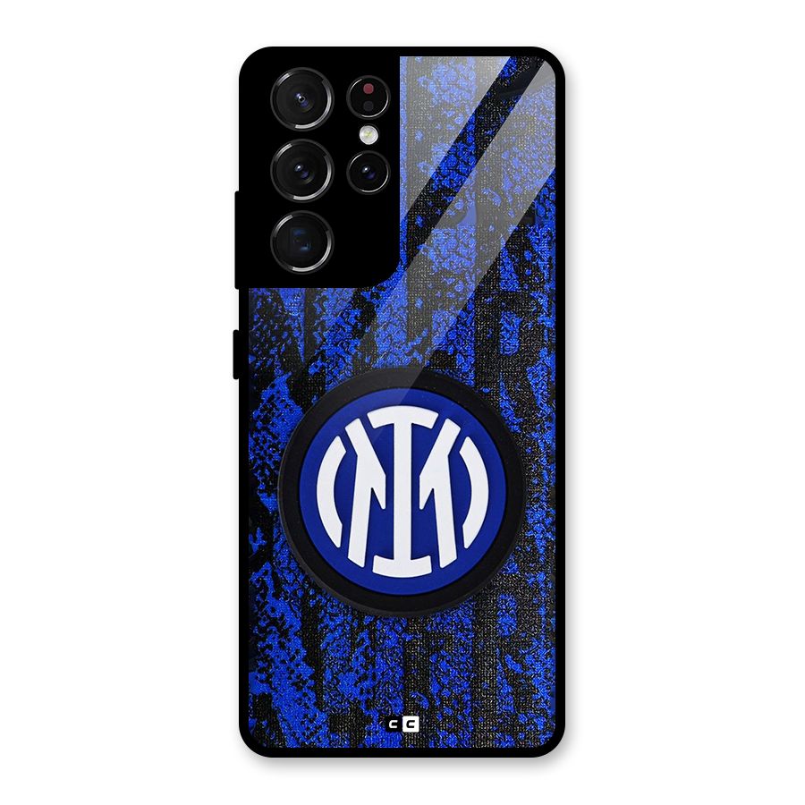 Inter Milan Texture Glass Back Case for Galaxy S21 Ultra 5G