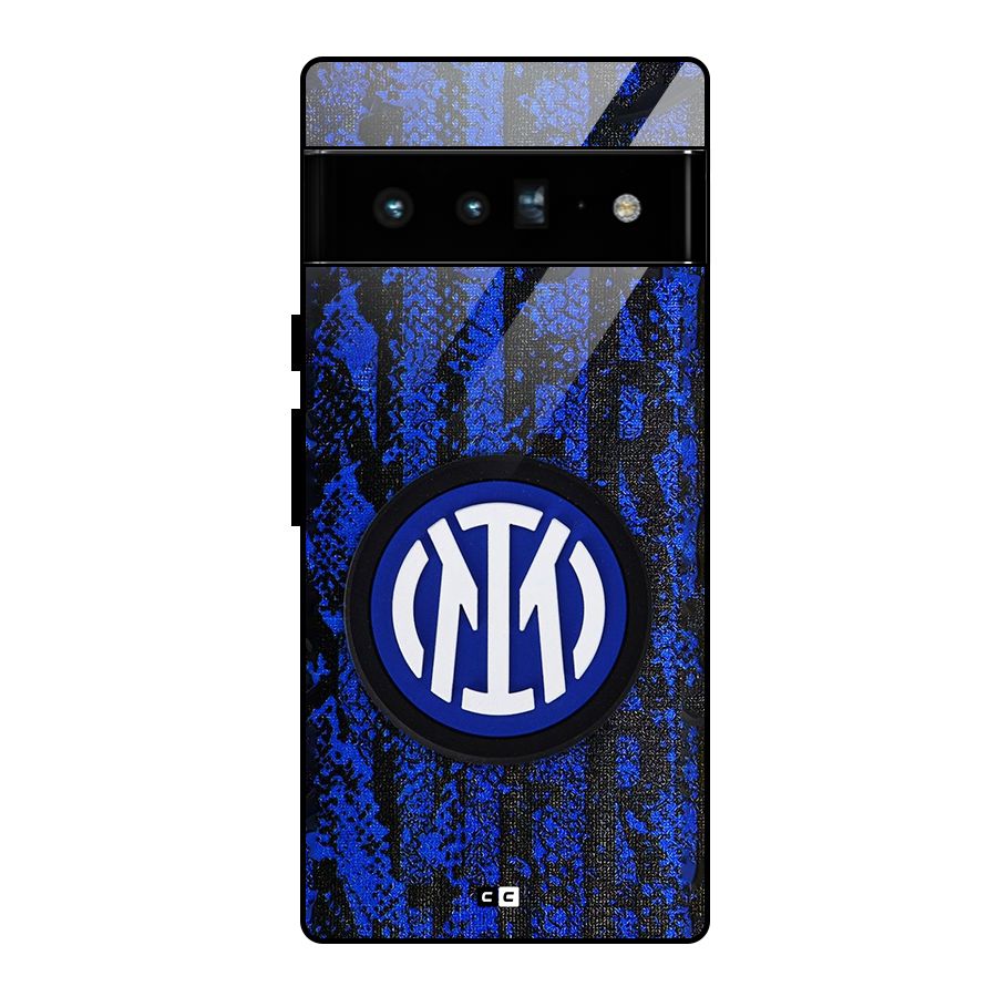 Inter Milan Texture Glass Back Case for Google Pixel 6 Pro
