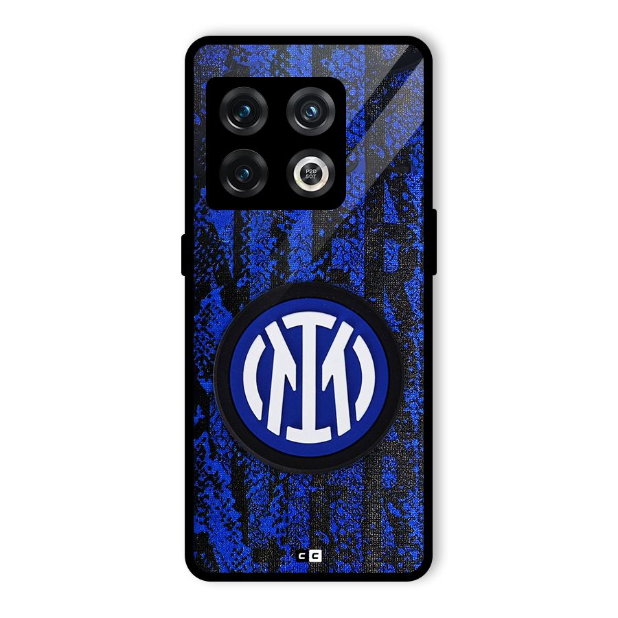 Inter Milan Texture Glass Back Case for OnePlus 10 Pro 5G