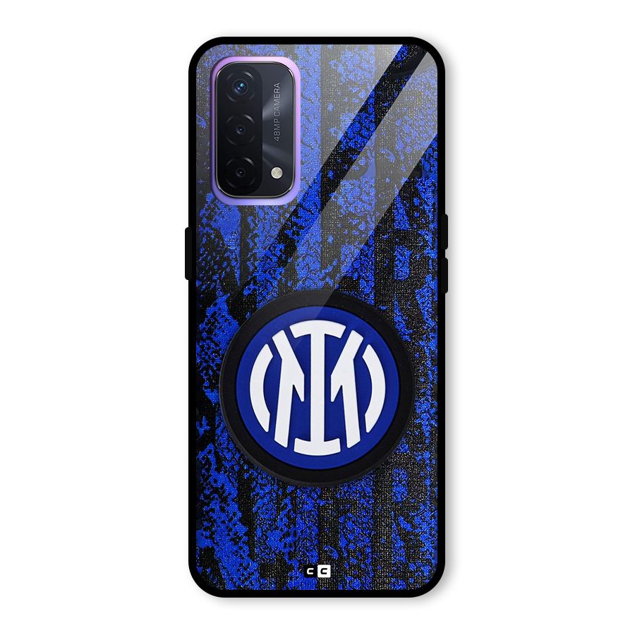 Inter Milan Texture Glass Back Case for Oppo A74 5G