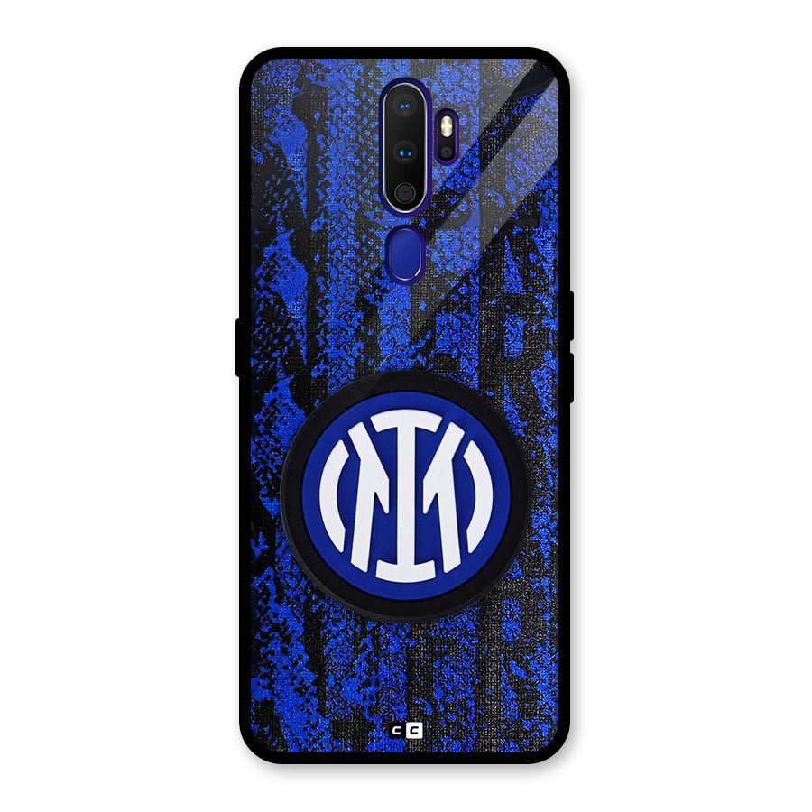 Inter Milan Texture Glass Back Case for Oppo A9 (2020)