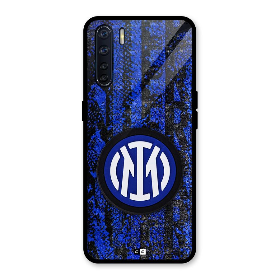 Inter Milan Texture Glass Back Case for Oppo F15