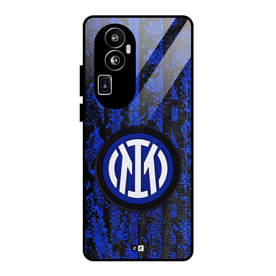 Inter Milan Texture Glass Back Case for Oppo Reno10 Pro Plus