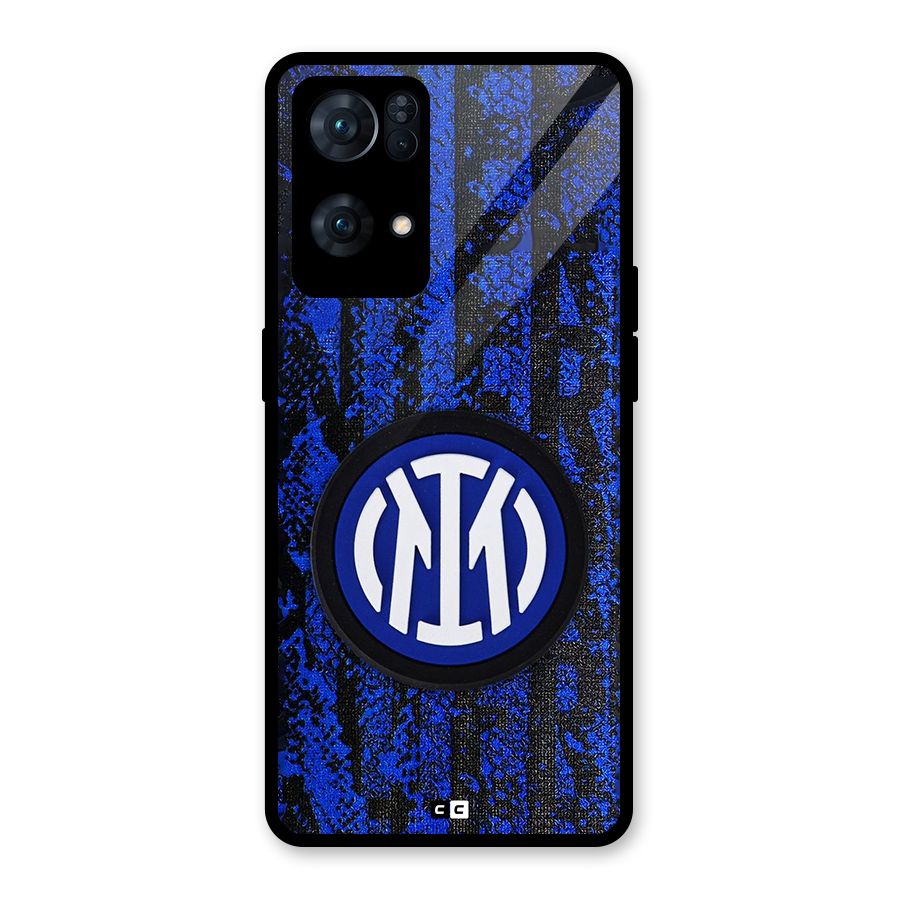 Inter Milan Texture Glass Back Case for Oppo Reno7 Pro 5G