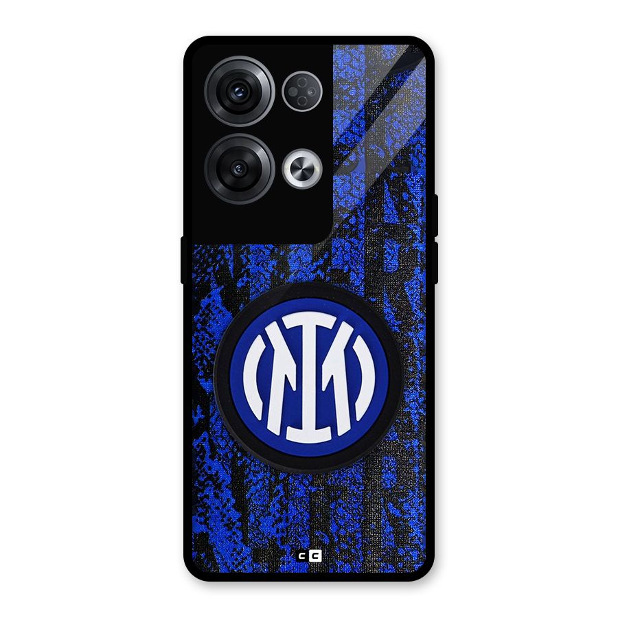 Inter Milan Texture Glass Back Case for Oppo Reno8 Pro 5G