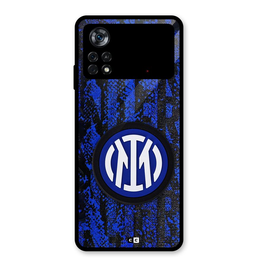 Inter Milan Texture Glass Back Case for Poco X4 Pro 5G