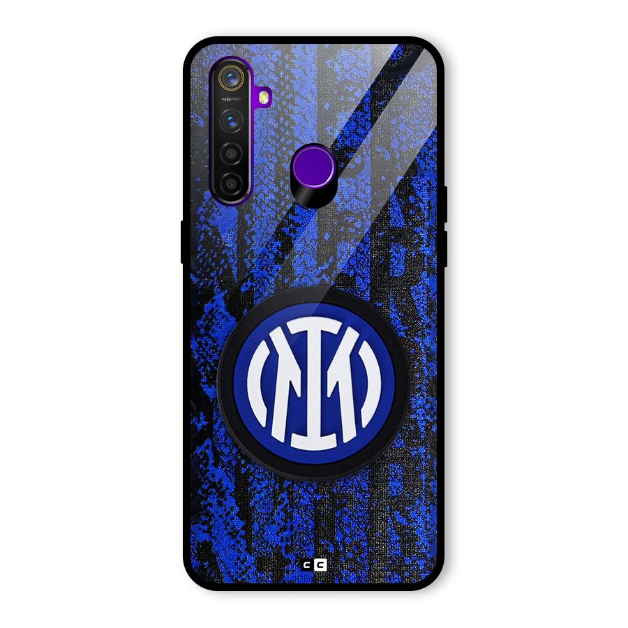 Inter Milan Texture Glass Back Case for Realme 5 Pro