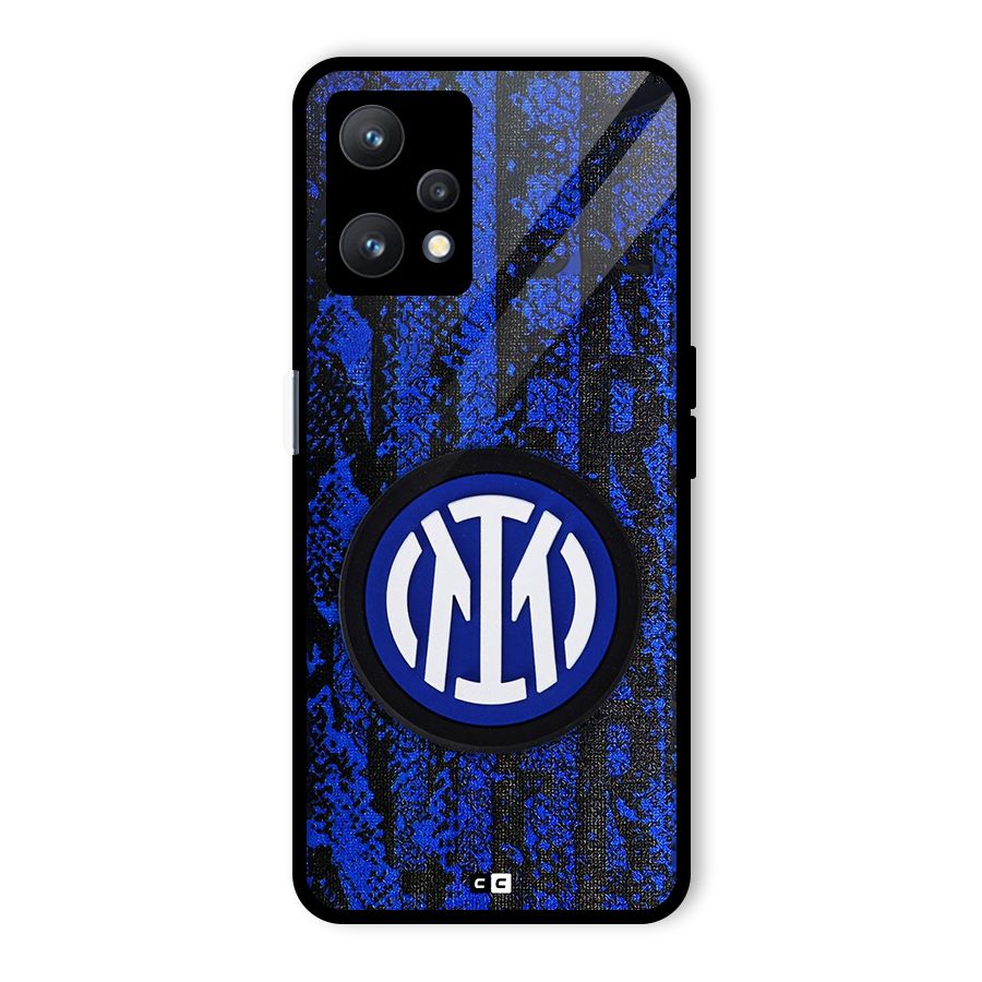 Inter Milan Texture Glass Back Case for Realme 9 Pro 5G