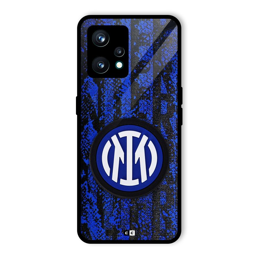 Inter Milan Texture Glass Back Case for Realme Narzo 50 Pro