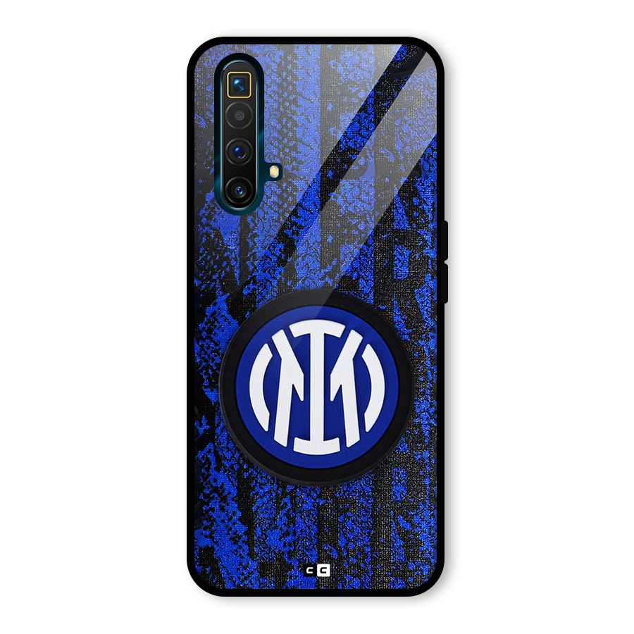 Inter Milan Texture Glass Back Case for Realme X3