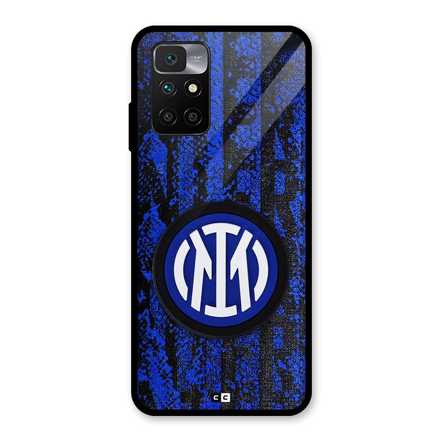 Inter Milan Texture Glass Back Case for Redmi 10 Prime