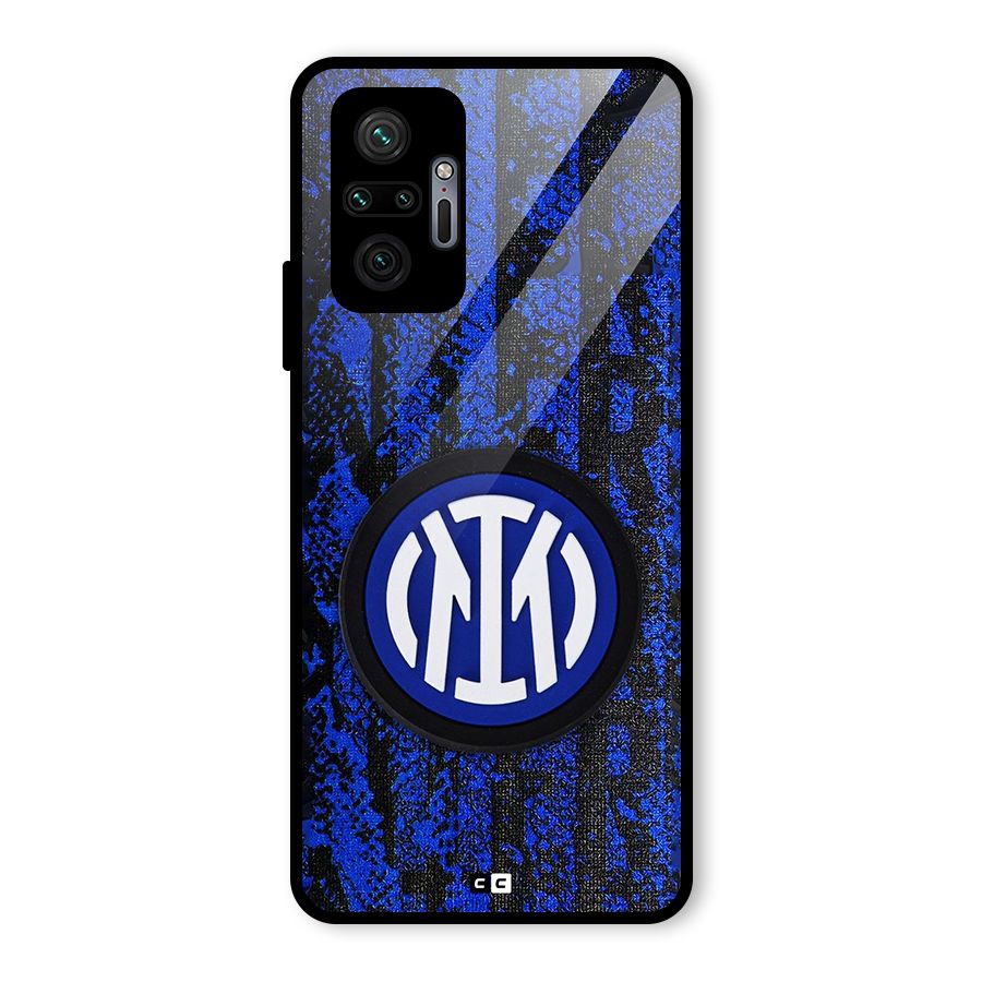 Inter Milan Texture Glass Back Case for Redmi Note 10 Pro