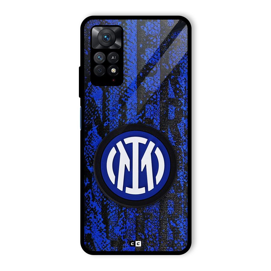 Inter Milan Texture Glass Back Case for Redmi Note 11 Pro