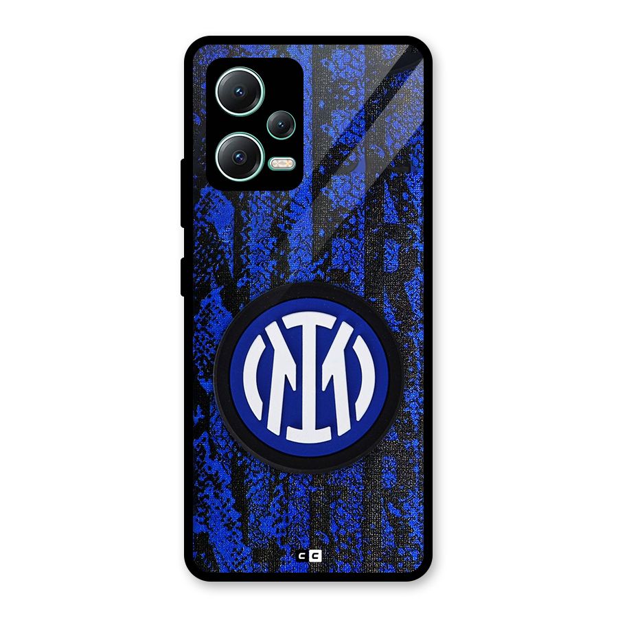 Inter Milan Texture Glass Back Case for Redmi Note 12 5G