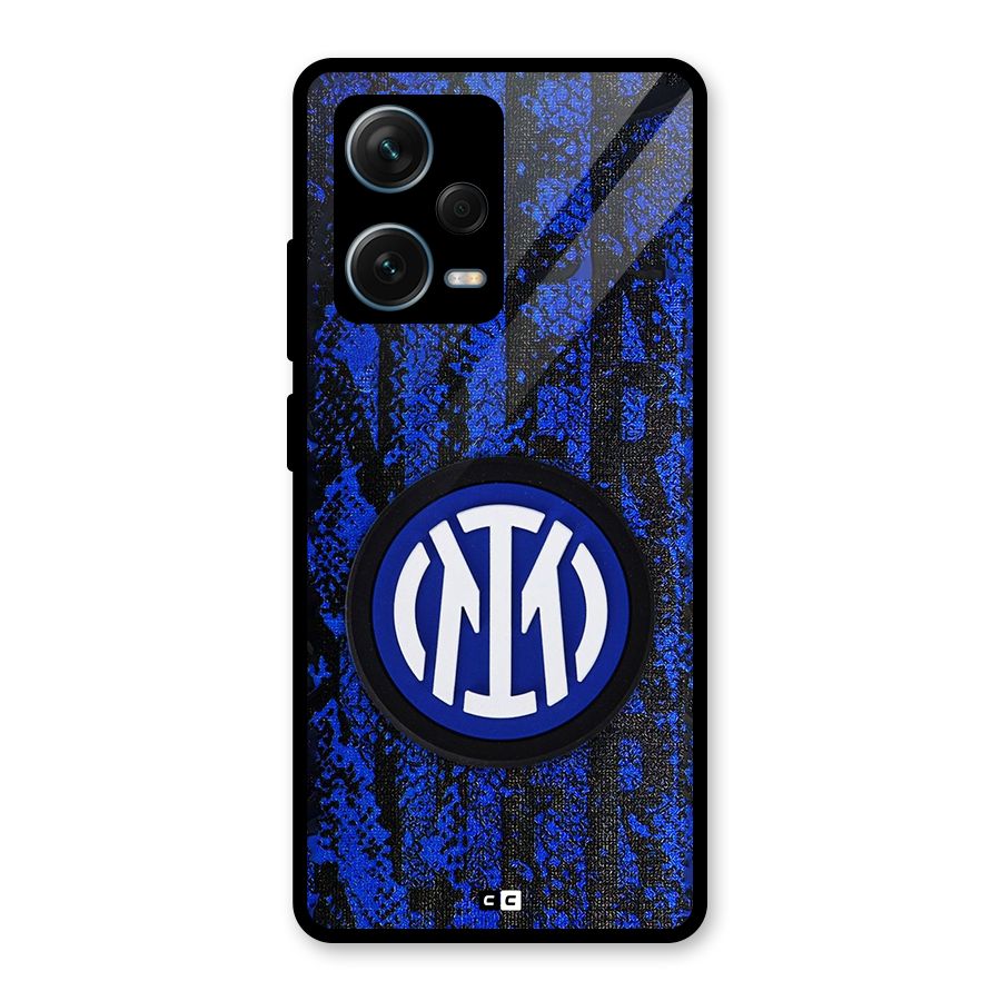 Inter Milan Texture Glass Back Case for Redmi Note 12 Pro Plus 5G