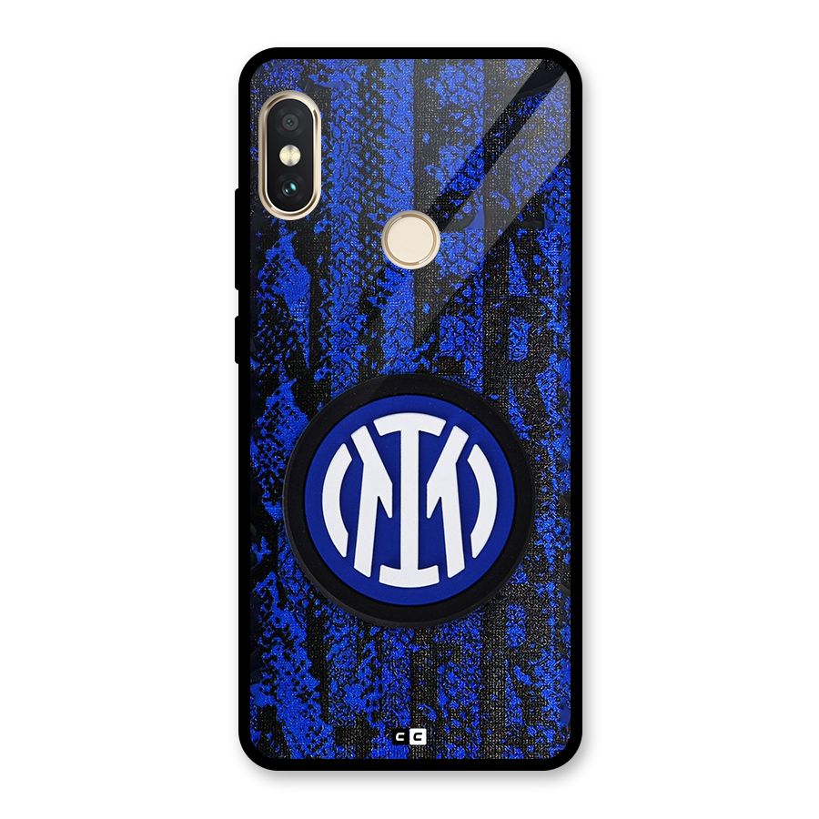 Inter Milan Texture Glass Back Case for Redmi Note 5 Pro