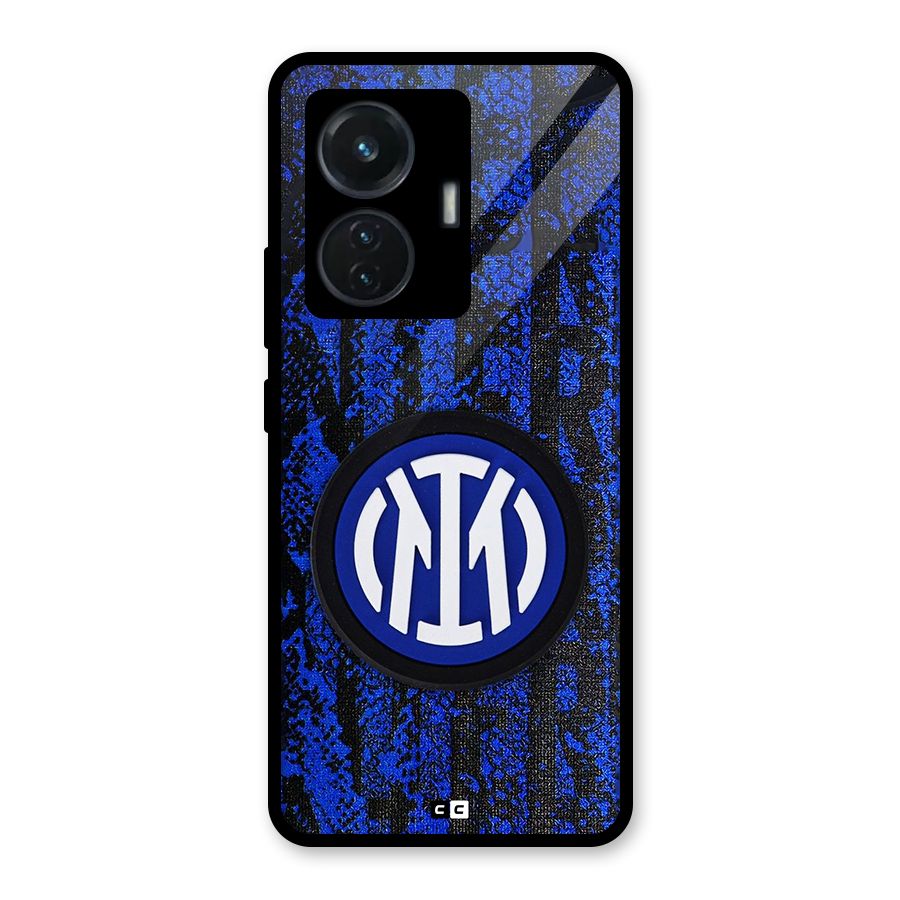 Inter Milan Texture Glass Back Case for Vivo T1 44W