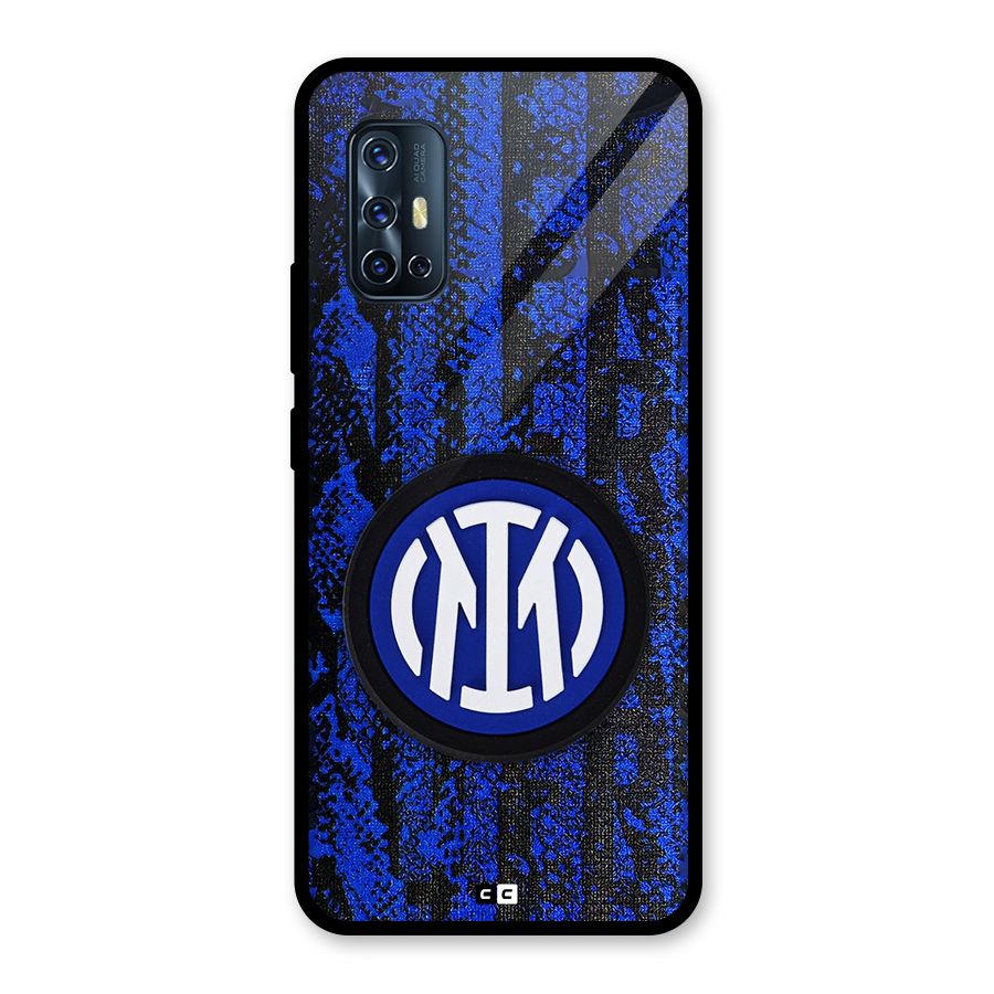 Inter Milan Texture Glass Back Case for Vivo V17