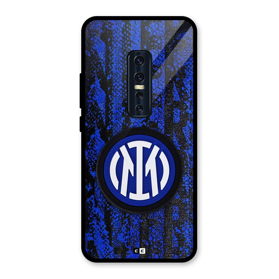 Inter Milan Texture Glass Back Case for Vivo V17 Pro