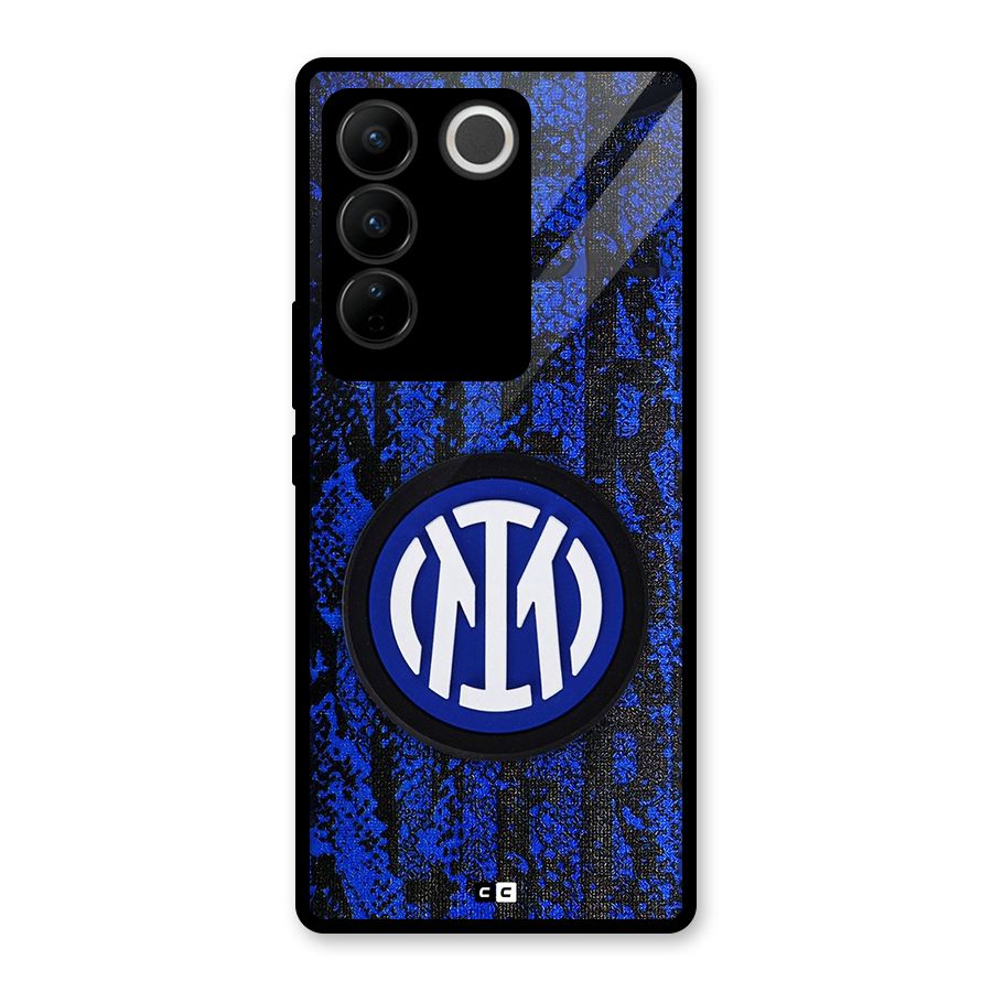 Inter Milan Texture Glass Back Case for Vivo V27