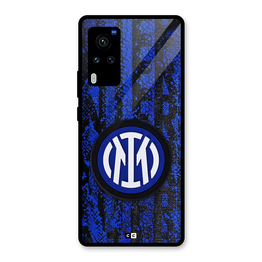 Inter Milan Texture Glass Back Case for Vivo X60 Pro