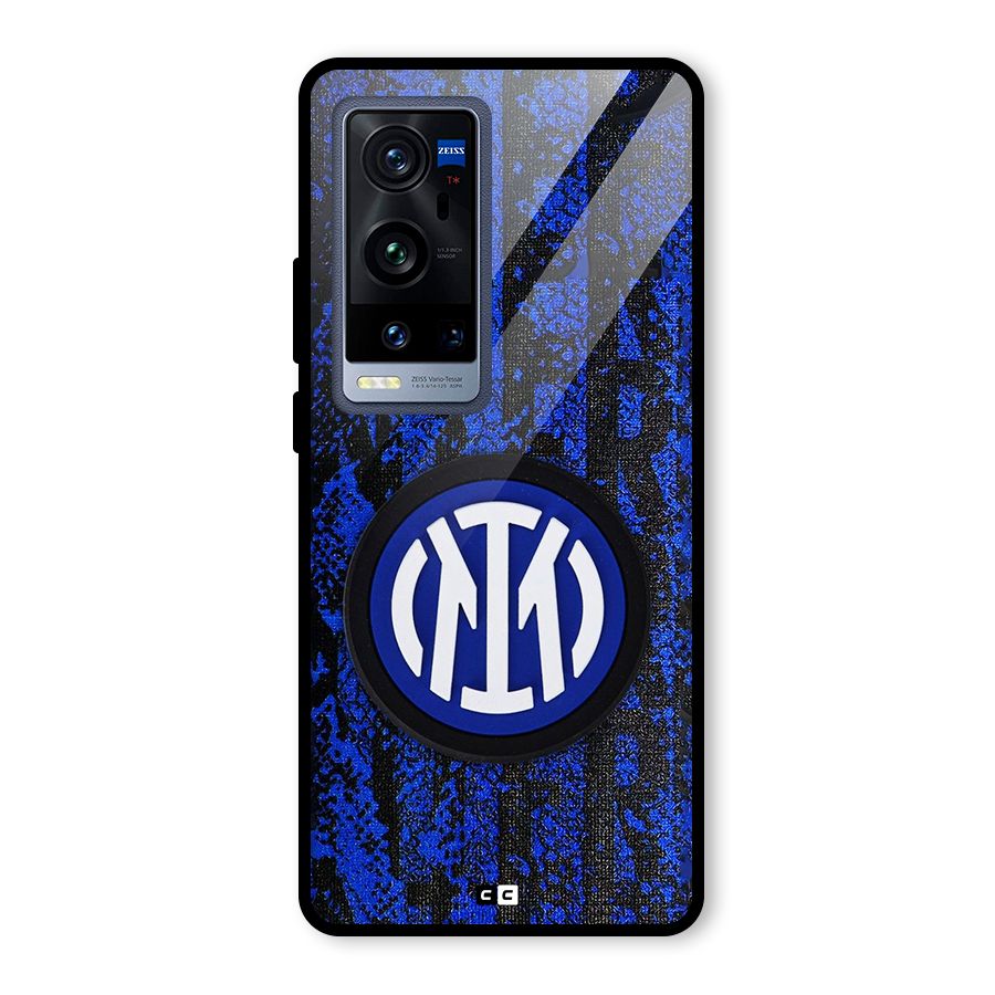 Inter Milan Texture Glass Back Case for Vivo X60 Pro Plus