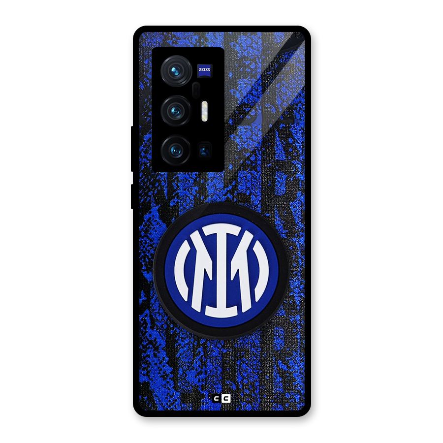 Inter Milan Texture Glass Back Case for Vivo X70 Pro Plus